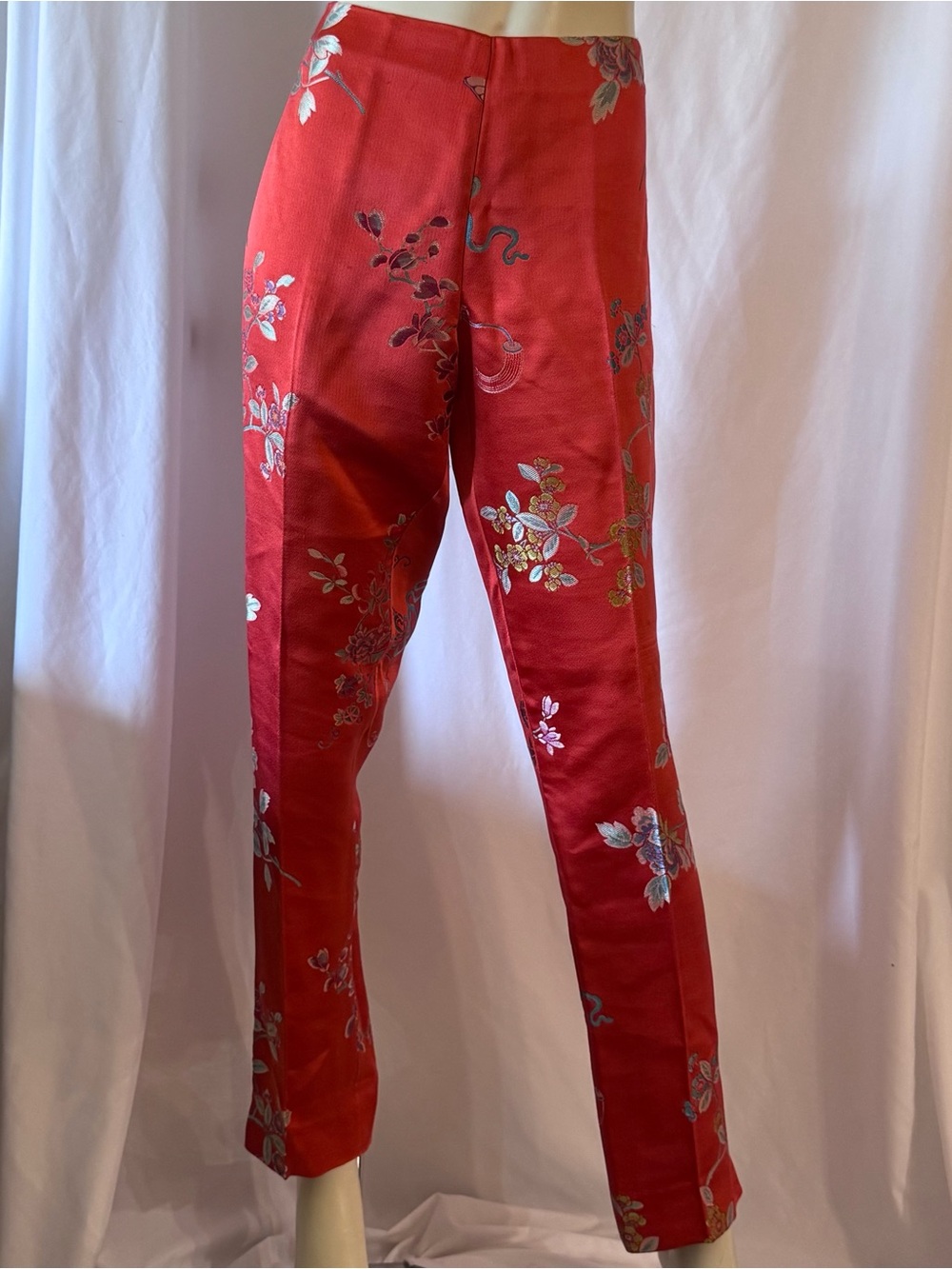 Ralph Lauren Sport:  Red Floral Brocade Pants. Size 8-10